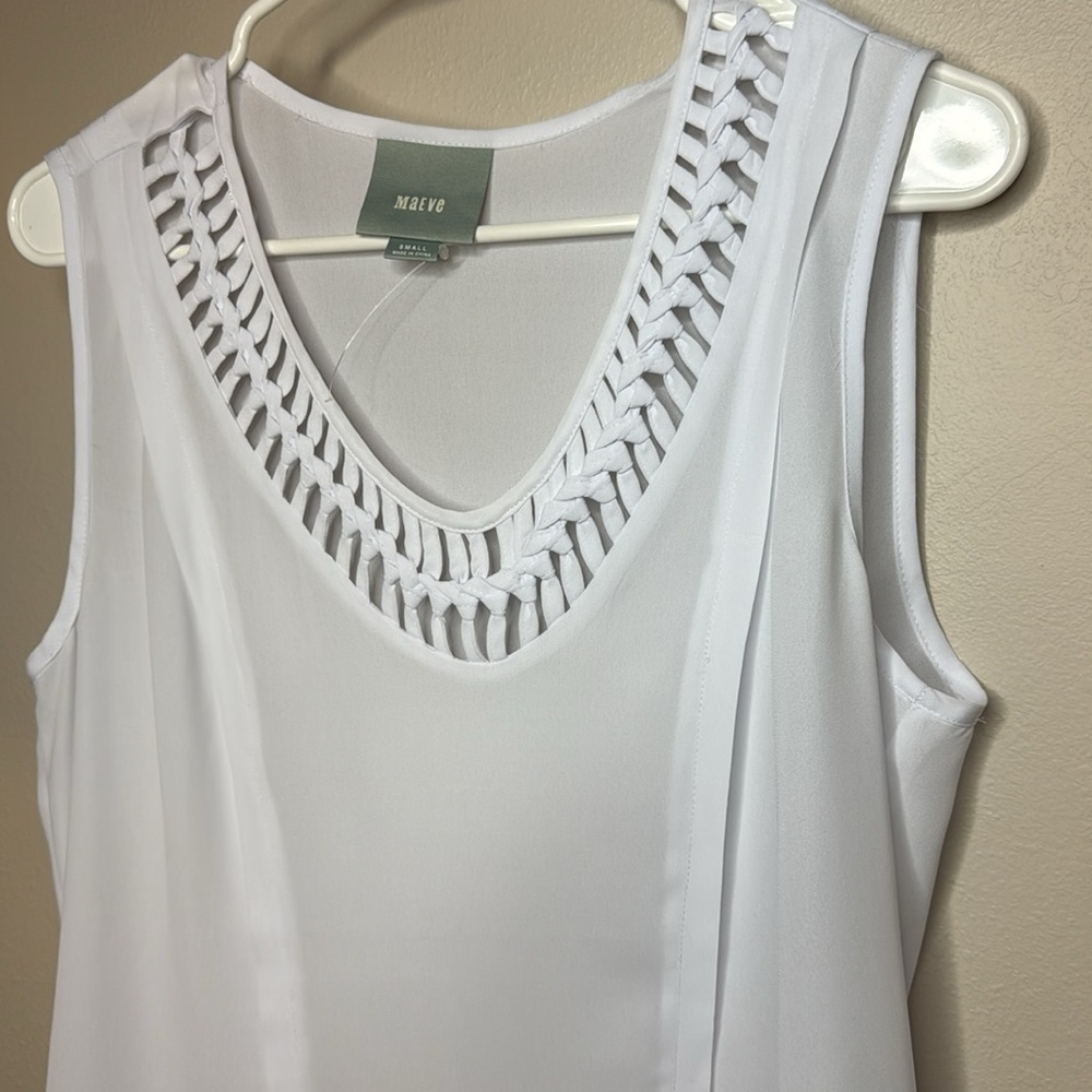 Maeve White Sleeveless‎ Tank Top with Cut Out Detail - Small - Picture 7 of 13